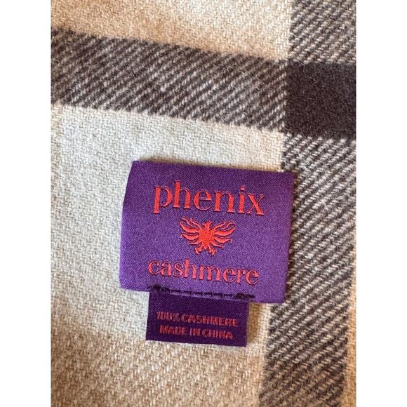 Phenix Cashmere Beige & Brown Plaid Scarf - Picture 4 of 4
